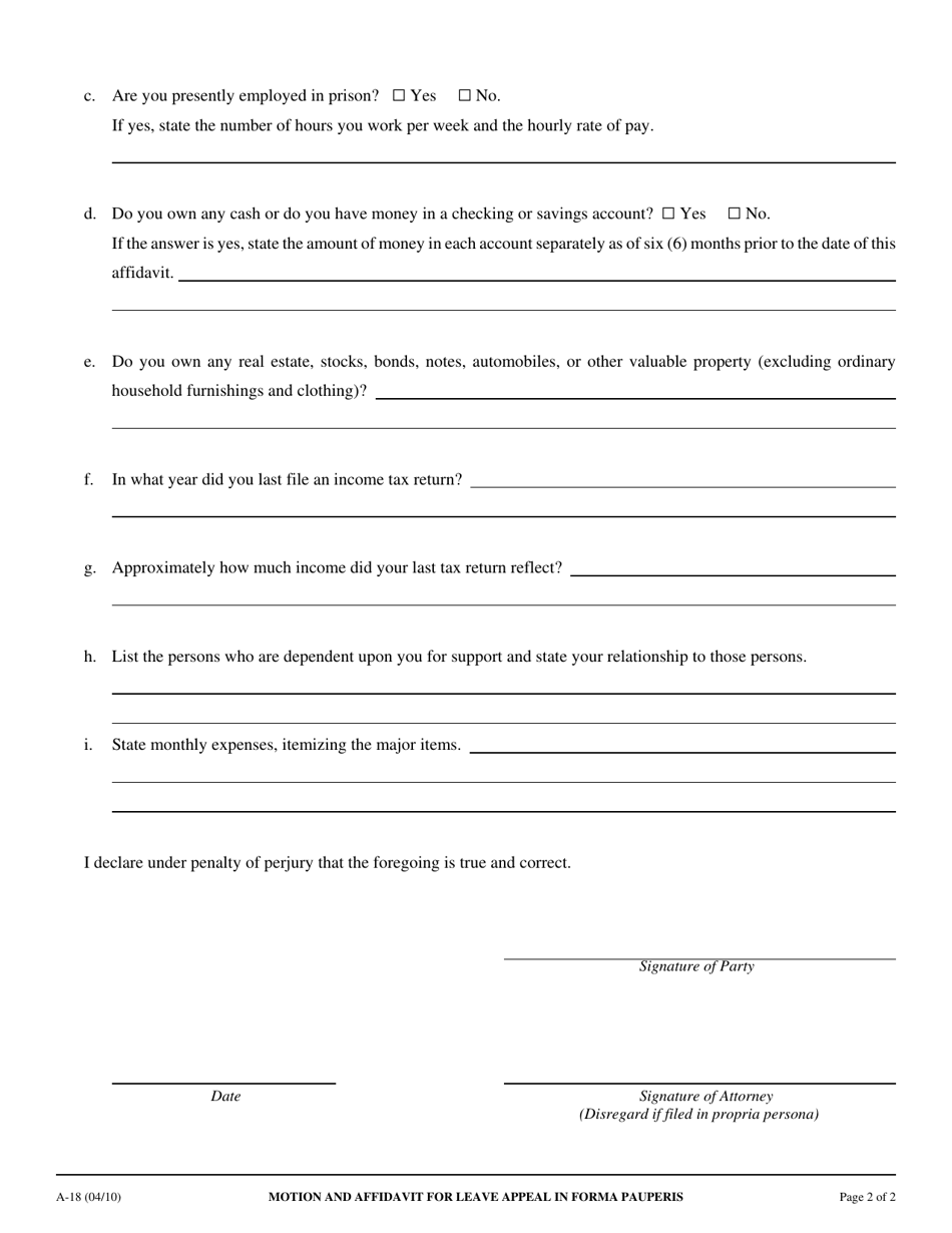 Form A-18 - Fill Out, Sign Online And Download Fillable Pdf, California 