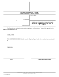 Document preview: Form A-13 ORDER Order on Ex Parte Application and Affidavit for Extension of Time to File Appeal - California