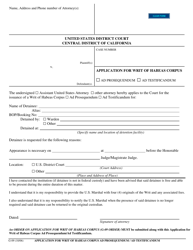Document preview: Form G-09 Application for Writ of Habeas Corpus Ad Prosequendum/Ad Testificandum - California