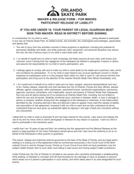 Waiver &amp; Release Form - for Minors Participant Release of Liability - City of Orlando, Florida