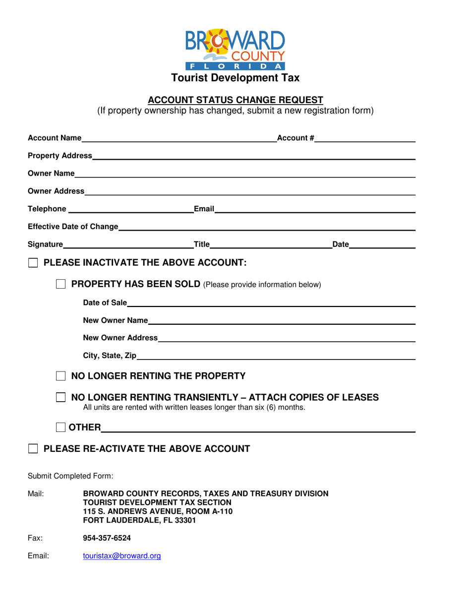 Account Name Change Request - Broward County, Florida, Page 1