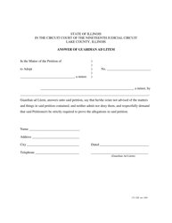 Document preview: Form 171-320 Answer of Guardian Ad Litem - Lake County, Illinois