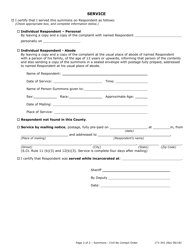 Form 171-341 Summons - Civil No Contact Order - Lake County, Illinois, Page 2