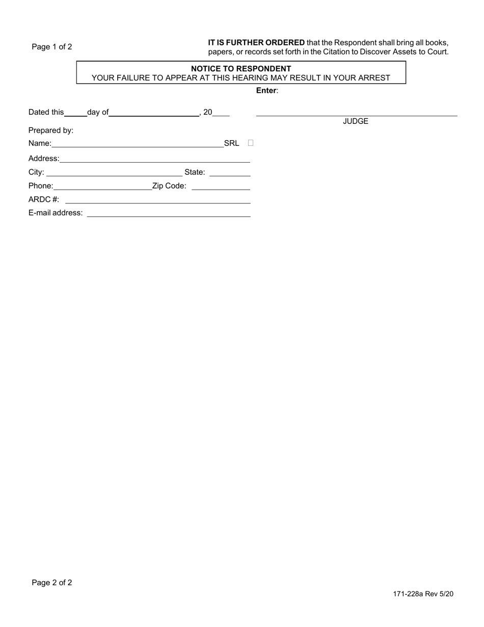 Form 171-228A Order for Rule to Show Cause (Other Than for Child Support) - Lake County, Illinois, Page 2
