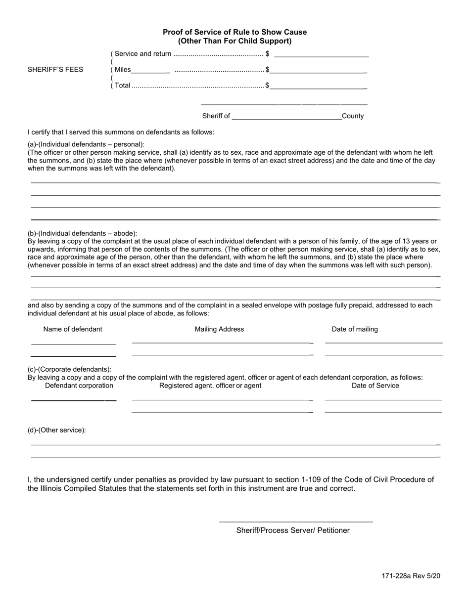 Form 171-228A Order for Rule to Show Cause (Other Than for Child Support) - Lake County, Illinois, Page 3