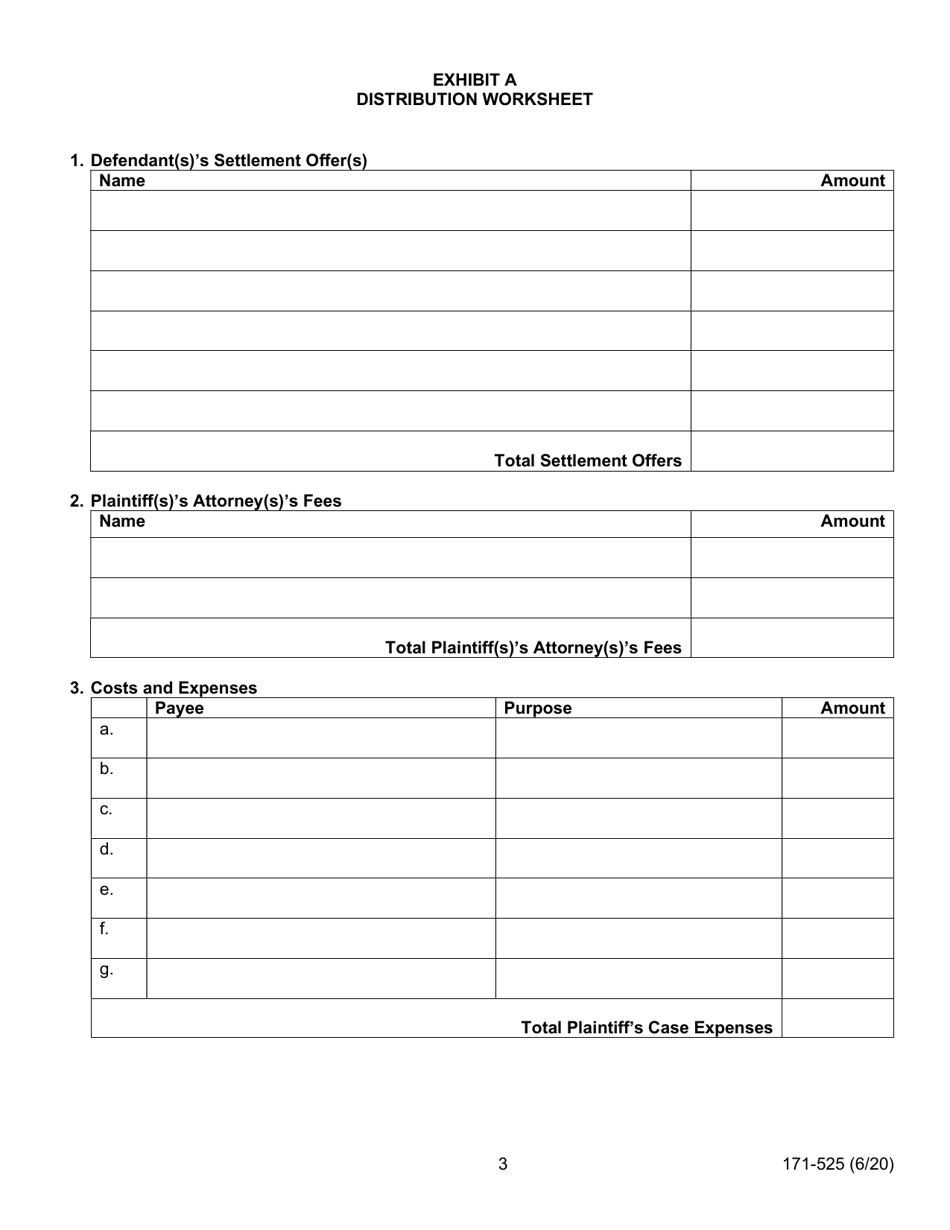 Form 171-525 Settlement Order - Minor or Adult With Disability - Lake County, Illinois, Page 3