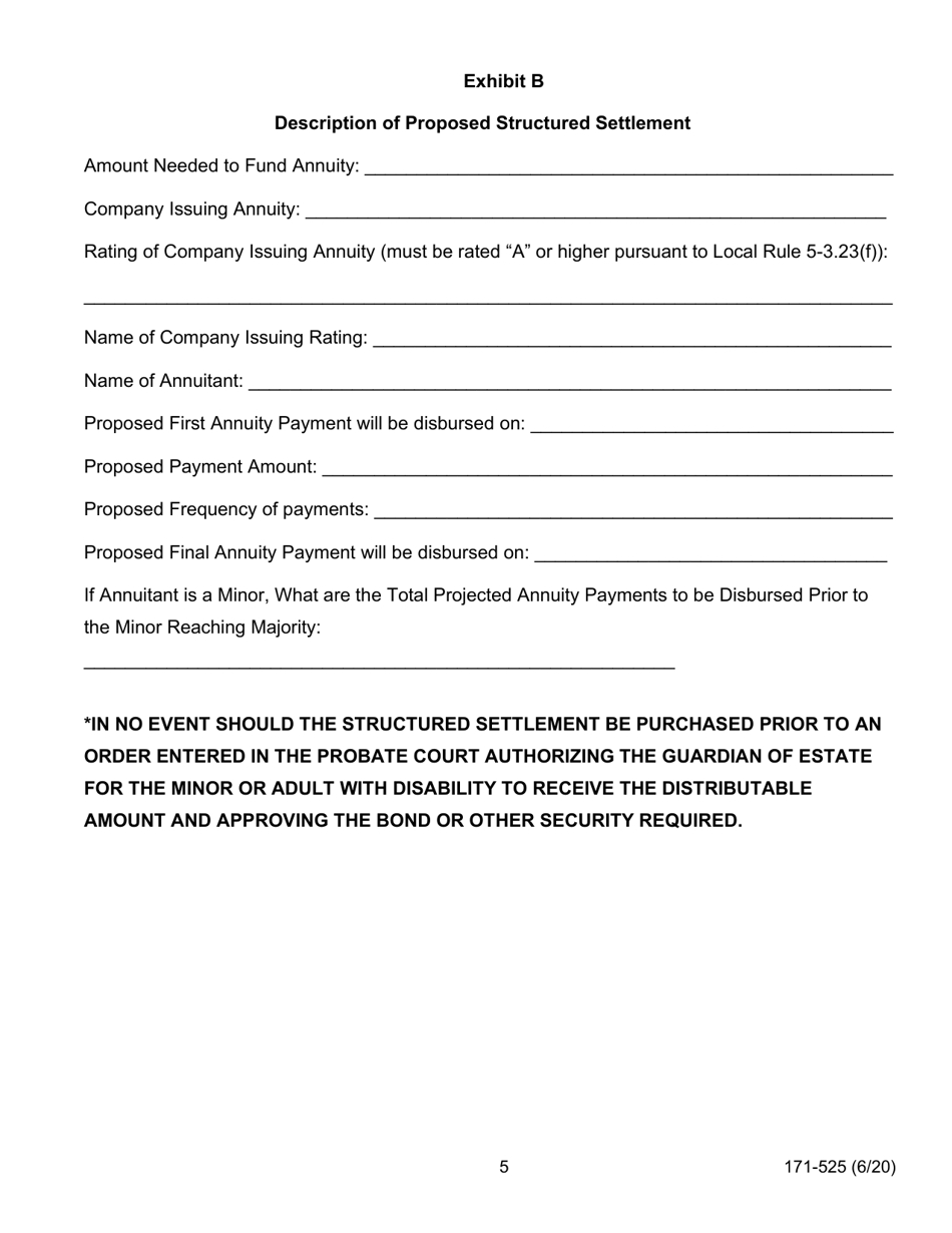 Form 171-525 Settlement Order - Minor or Adult With Disability - Lake County, Illinois, Page 5
