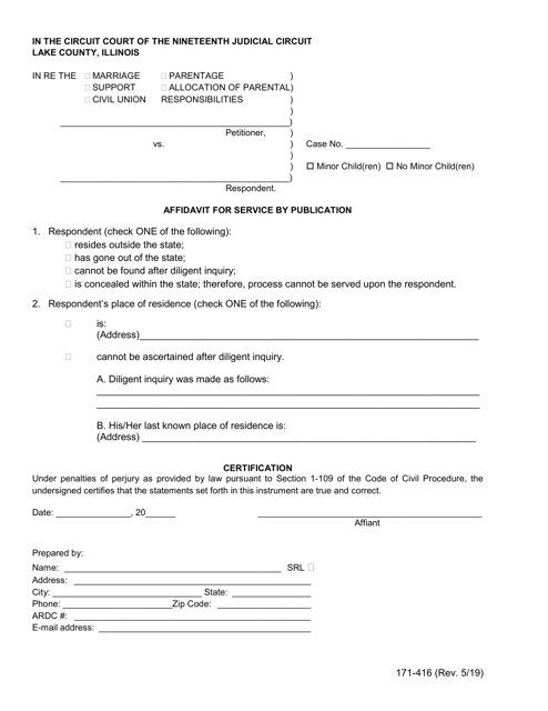 Form 171-416  Printable Pdf