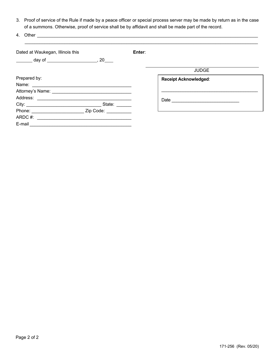 Form 171-256 Download Fillable PDF or Fill Online Rule to Show Cause ...