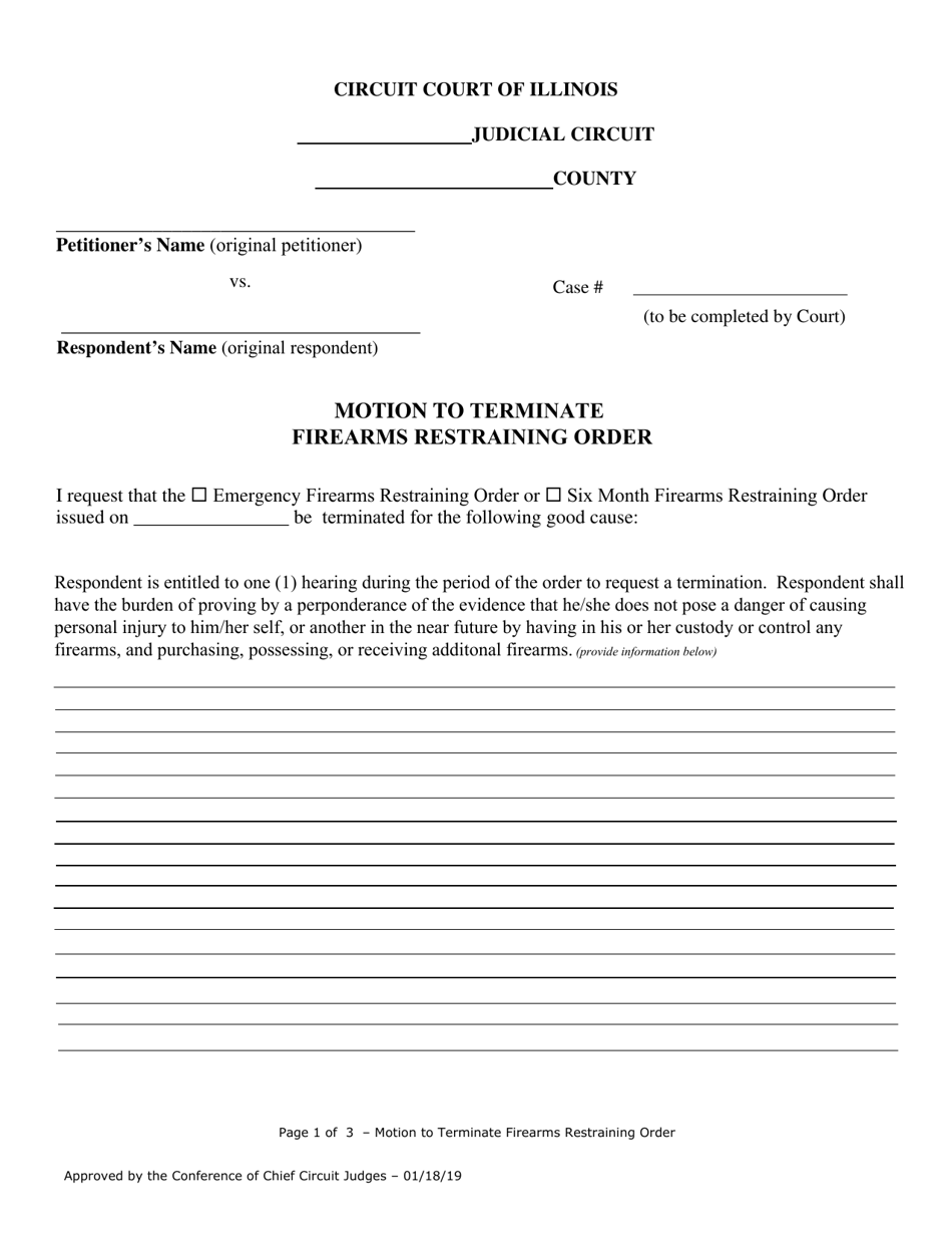 Motion to Terminate Firearms Restraining Order - Lake County, Illinois, Page 1