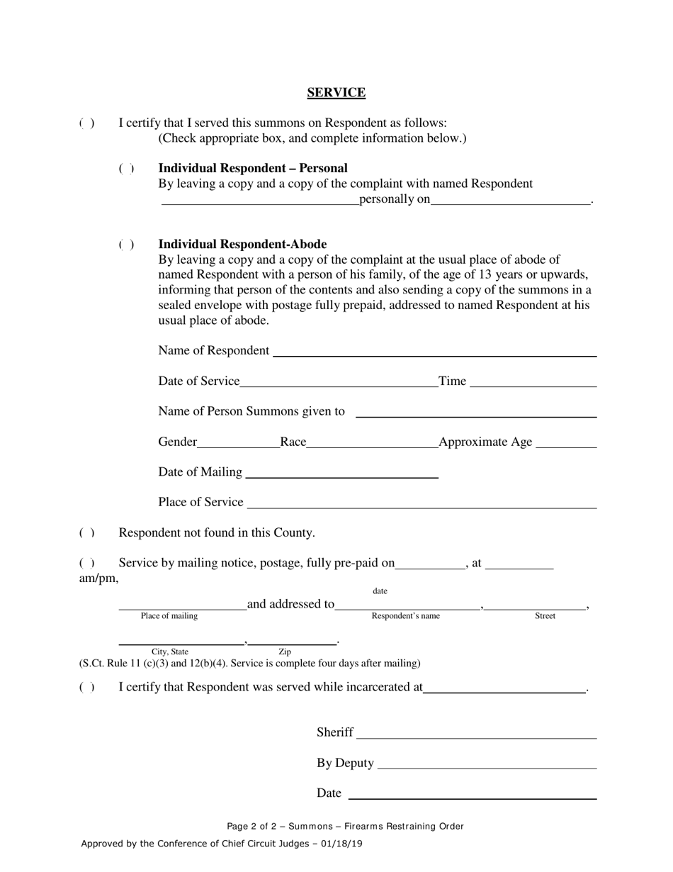 Summons - Firearms Restraining Order - Lake County, Illinois, Page 2