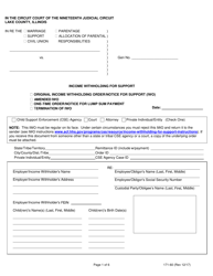 Form 171-60 Income Withholding for Support - Lake County, Illinois