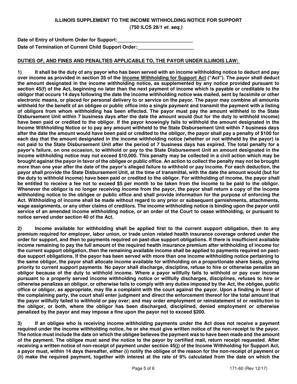 Form 171-60 Income Withholding for Support - Lake County, Illinois, Page 5