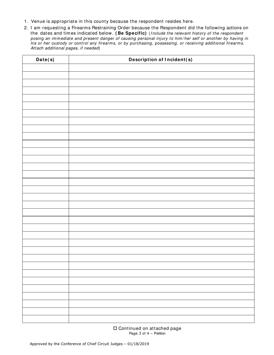 Verified Petition for Firearms Restraining Order - Lake County, Illinois, Page 3