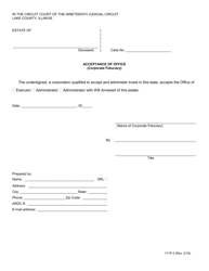 Form 171P-3 Acceptance of Office (Corporate Fiduciary) - Lake County, Illinois