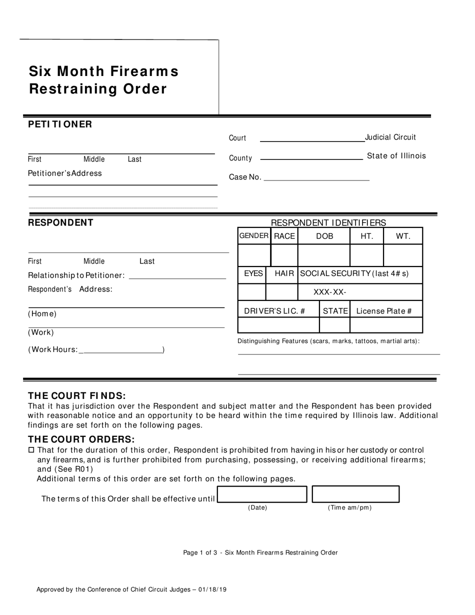 Six Month Firearms Restraining Order - Lake County, Illinois, Page 1