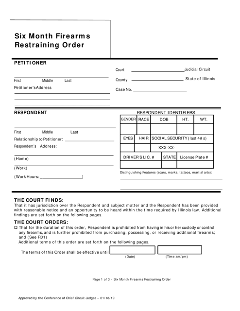 Six Month Firearms Restraining Order - Lake County, Illinois Download Pdf