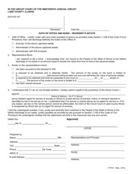 Document preview: Form 171P-8 Oath of Office and Bond - Decedent's Estate - Lake County, Illinois