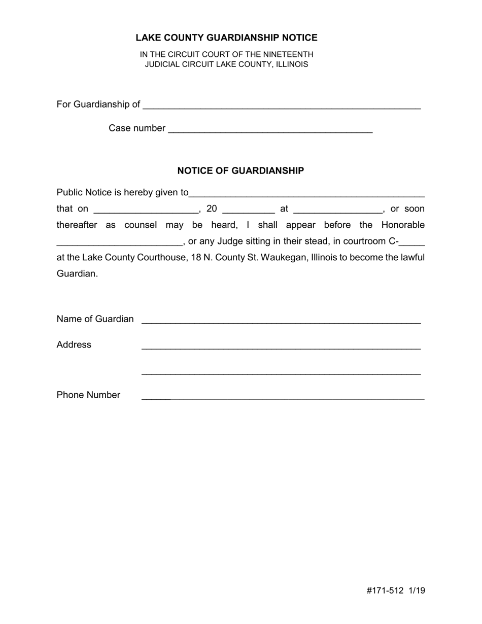 Form 171-512 Notice of Guardianship - Lake County, Illinois, Page 1