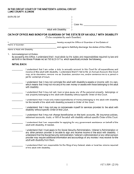 Document preview: Form 171-509 Oath of Office and Bond for Guardian of the Estate of an Adult With Disability - Lake County, Illinois