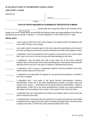Document preview: Form 171-511 Oath of Office and Bond of Guardian of the Estate of a Minor - Lake County, Illinois
