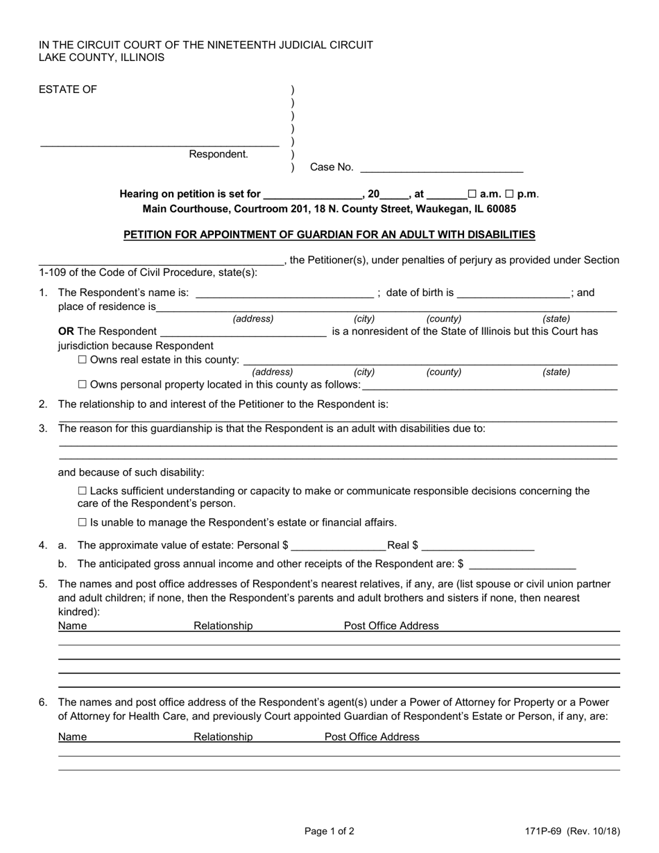 Form 171P-69 - Fill Out, Sign Online and Download Fillable PDF, Lake ...