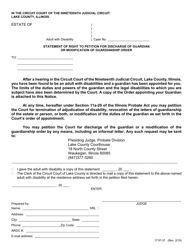 Document preview: Form 171P-37 Statement of Right to Petition for Discharge of Guardian or Modification of Guardianship Order - Lake County, Illinois