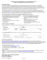 Form DE542 Report of Independent Contractor(S) - California, Page 2