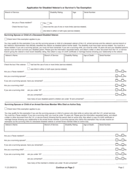 Form 11.22 Application for Disabled Veteran&#039;s or Survivor&#039;s Exemption - Harris County, Texas, Page 2