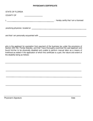 Application for Business Tax Fee Exemption - Broward County, Florida, Page 2