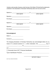 Form 404-61 Declaration of Domestic Partnership - Broward County, Florida, Page 5