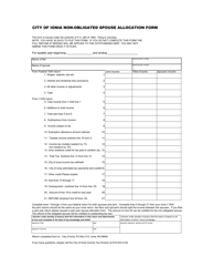 Document preview: City of Ionia Non-obligated Spouse Allocation Form - City of Ionia, Michigan