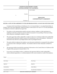 Form ADR-17 Mediation Confidentiality Agreement - California