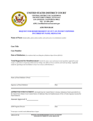 Form ADR-24 Request for Reimbursement of out-Of-Pocket Expenses Incurred by Panel Mediator - California
