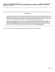 Form DCSS0416 Non IV-D Affidavit of Facts Supporting Claim of Family Violence - California, Page 2