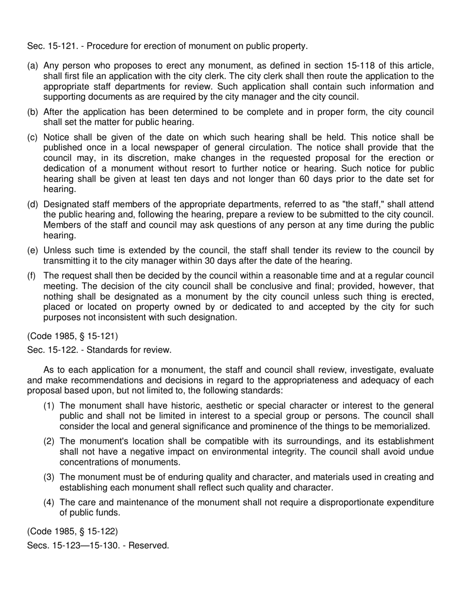 Application to Install a Monument on Public Property - City of Charlotte, North Carolina, Page 9