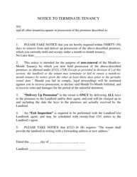 Document preview: Notice to Terminate Tenancy - Cuyahoga County, Ohio