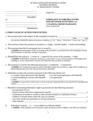 Document preview: Complaint in Forcible Entry and Detainer (Eviction) and Claim for Money Damages - Cuyahoga County, Ohio