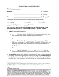 Residential Lease Agreement - Cuyahoga County, Ohio
