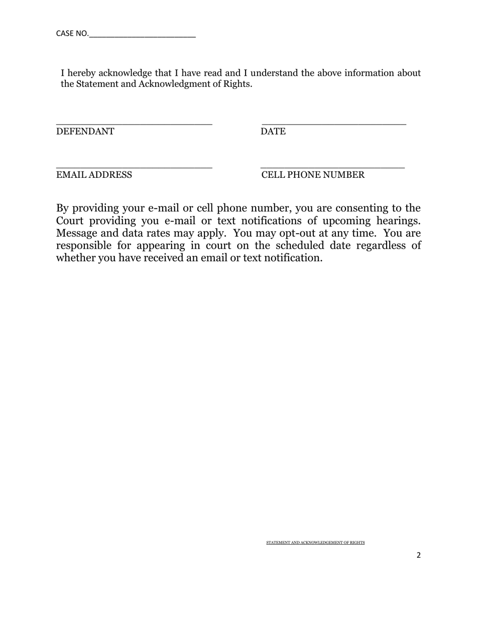 Statement and Acknowledgement of Rights - Cuyahoga County, Ohio, Page 2