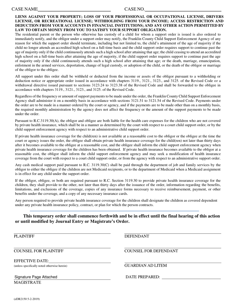 Form eDR2150 Magistrates Temporary Order - Franklin County, Ohio, Page 4