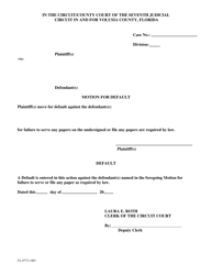 Document preview: Form CL-0772-1801 Motion for Default - Volusia County, Florida