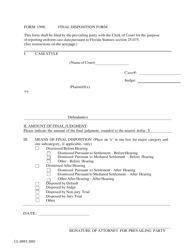 Document preview: Form 1.998 (CL-0893-2001) Final Disposition Form - Volusia County, Florida