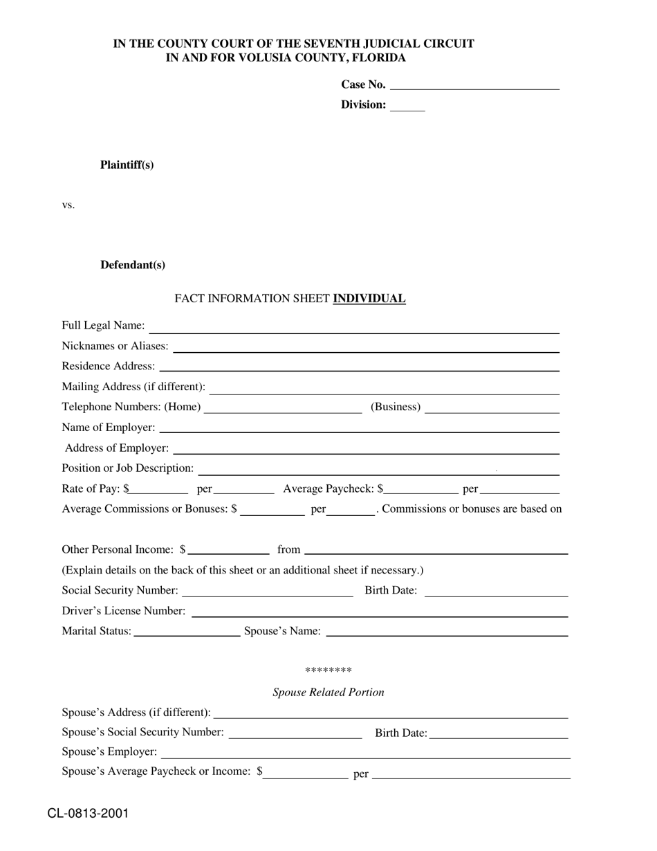 Form CL-0813-2001 - Fill Out, Sign Online and Download Fillable PDF ...