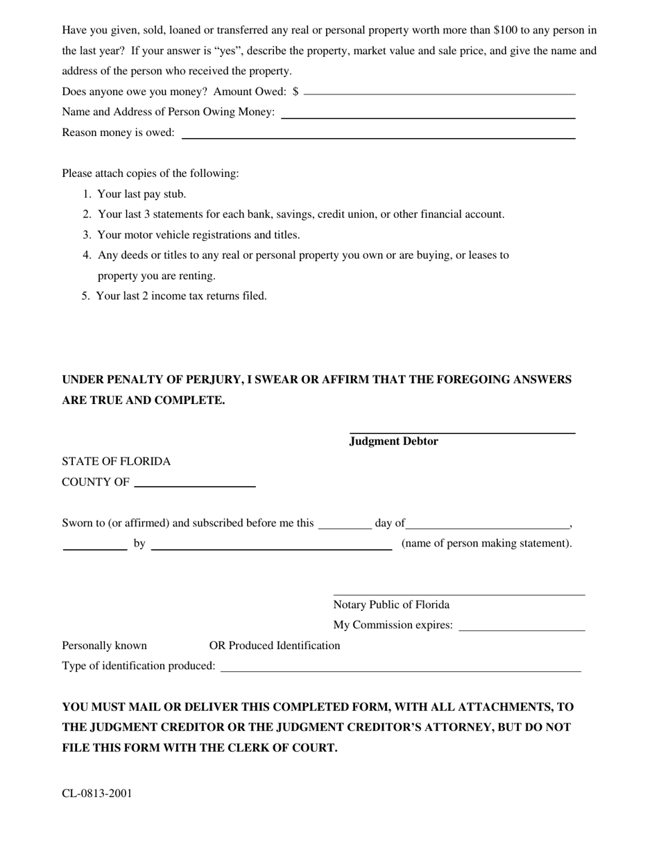 Form CL-0813-2001 - Fill Out, Sign Online and Download Fillable PDF ...