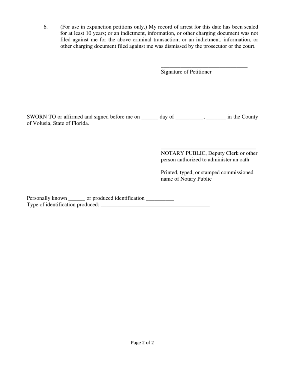 Volusia County Florida Sworn Statement To Seal Or Expunge Fill Out Sign Online And Download 7416