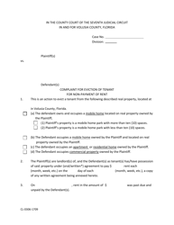 Form CL-0306-1709 &quot;Complaint for Eviction of Tenant for Non-payment of Rent&quot; - Volusia County, Florida