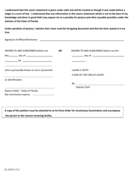 Form CL-0570-1712 Petition and Affidavit Seeking Ex Parte Order Requiring Involuntary Examination - Volusia County, Florida, Page 6