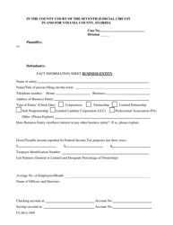 Form CL-0814-1809 Fact Information Sheet Business Entity - Volusia County, Florida
