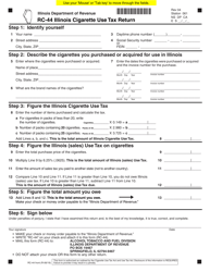 Document preview: Form RC-44 Cigarette Use Tax Return - Illinois